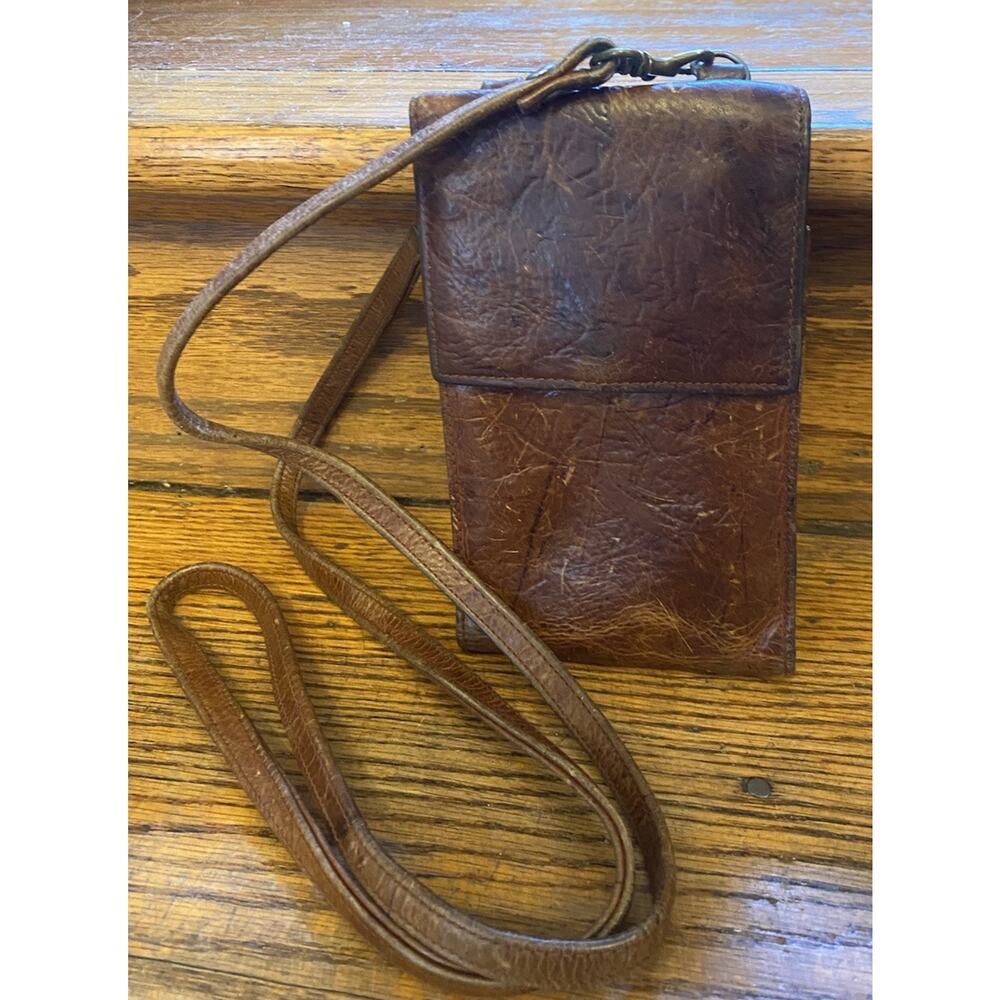 Rolf’s Brown Leather Crossbody Wallet Handbag Travel Men’s Women’s